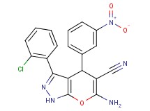 6-amino-3-(2-chlorophenyl)-4-(3-nitrophenyl)-1,4-dihydropyrano[2,3-c]pyrazole-5-carbonitrile