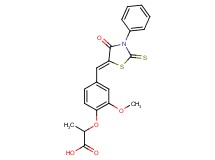 2-{2-methoxy-4-[(4-oxo-3-phenyl-2-thioxo-1,3-thiazolidin-5-ylidene)methyl]phenoxy}propanoic acid