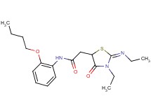 N-(2-butoxyphenyl)-2-[3-ethyl-2-(ethylimino)-4-oxo-1,3-thiazolidin-5-yl]acetamide