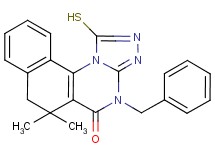 4-benzyl-1-mercapto-6,6-dimethyl-6,7-dihydrobenzo[h][1,2,4]triazolo[4,3-a]quinazolin-5(4H)-one