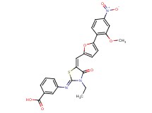 3-[(3-ethyl-5-{[5-(2-methoxy-4-nitrophenyl)-2-furyl]methylene}-4-oxo-1,3-thiazolidin-2-ylidene)amino]benzoic acid