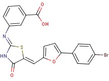 3-[(5-{[5-(4-bromophenyl)-2-furyl]methylene}-4-oxo-1,3-thiazolidin-2-ylidene)amino]benzoic acid