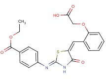 {2-[(2-{[4-(ethoxycarbonyl)phenyl]imino}-4-oxo-1,3-thiazolidin-5-ylidene)methyl]phenoxy}acetic acid