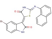 5-bromo-3-[2-(1-naphthylimino)-4-oxo-1,3-thiazolidin-5-ylidene]-1,3-dihydro-2H-indol-2-one