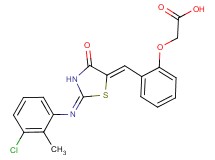 [2-({2-[(3-chloro-2-methylphenyl)imino]-4-oxo-1,3-thiazolidin-5-ylidene}methyl)phenoxy]acetic acid