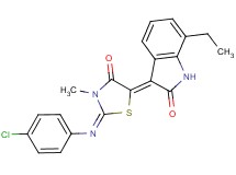 3-{2-[(4-chlorophenyl)imino]-3-methyl-4-oxo-1,3-thiazolidin-5-ylidene}-7-ethyl-1,3-dihydro-2H-indol-2-one