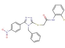 2-{[4-benzyl-5-(4-nitrophenyl)-4H-1,2,4-triazol-3-yl]thio}-N-(2-fluorophenyl)acetamide