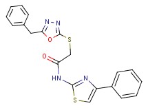 2-[(5-benzyl-1,3,4-oxadiazol-2-yl)thio]-N-(4-phenyl-1,3-thiazol-2-yl)acetamide