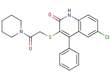 6-chloro-3-{[2-oxo-2-(1-piperidinyl)ethyl]thio}-4-phenyl-2(1H)-quinolinone