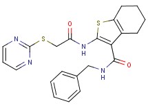 N-benzyl-2-{[(2-pyrimidinylthio)acetyl]amino}-4,5,6,7-tetrahydro-1-benzothiophene-3-carboxamide
