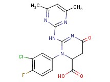 3-(3-chloro-4-fluorophenyl)-2-[(4,6-dimethyl-2-pyrimidinyl)amino]-6-oxo-3,4,5,6-tetrahydro-4-pyrimidinecarboxylic acid