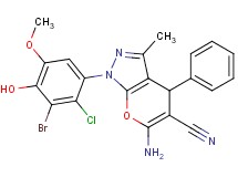 6-amino-1-(3-bromo-2-chloro-4-hydroxy-5-methoxyphenyl)-3-methyl-4-phenyl-1,4-dihydropyrano[2,3-c]pyrazole-5-carbonitrile