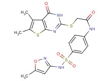 2-[(5,6-dimethyl-4-oxo-3,4-dihydrothieno[2,3-d]pyrimidin-2-yl)thio]-N-(4-{[(5-methyl-3-isoxazolyl)amino]sulfonyl}phenyl)acetamide