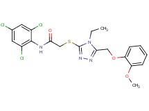 2-({4-ethyl-5-[(2-methoxyphenoxy)methyl]-4H-1,2,4-triazol-3-yl}thio)-N-(2,4,6-trichlorophenyl)acetamide