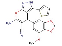 6-amino-4-(7-methoxy-1,3-benzodioxol-5-yl)-3-(2-thienyl)-2,4-dihydropyrano[2,3-c]pyrazole-5-carbonitrile