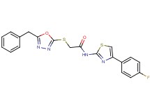 2-[(5-benzyl-1,3,4-oxadiazol-2-yl)thio]-N-[4-(4-fluorophenyl)-1,3-thiazol-2-yl]acetamide