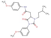 N-(4-methoxyphenyl)-2-[1-(3-methoxyphenyl)-3-(3-methylbutyl)-2,5-dioxo-4-imidazolidinyl]acetamide