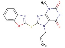 7-allyl-8-(1,3-benzoxazol-2-ylthio)-3-methyl-3,7-dihydro-1H-purine-2,6-dione
