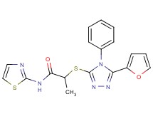 2-{[5-(2-furyl)-4-phenyl-4H-1,2,4-triazol-3-yl]thio}-N-1,3-thiazol-2-ylpropanamide