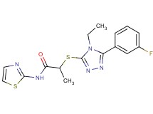 2-{[4-ethyl-5-(3-fluorophenyl)-4H-1,2,4-triazol-3-yl]thio}-N-1,3-thiazol-2-ylpropanamide