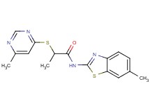 N-(6-methyl-1,3-benzothiazol-2-yl)-2-[(6-methyl-4-pyrimidinyl)thio]propanamide