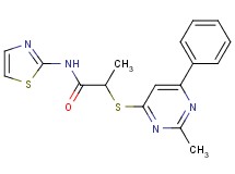 2-[(2-methyl-6-phenyl-4-pyrimidinyl)thio]-N-1,3-thiazol-2-ylpropanamide