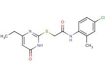 N-(4-chloro-2-methylphenyl)-2-[(4-ethyl-6-oxo-1,6-dihydro-2-pyrimidinyl)thio]acetamide