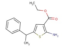 ethyl 2-amino-5-(1-phenylethyl)thiophene-3-carboxylate ethyl 2-amino-5-(1-phenylethyl)thiophene-3-carboxylate
