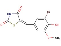 (5E)-5-(3-bromo-4-hydroxy-5-methoxybenzylidene)-1,3-thiazolidine-2,4-dione (5E)-5-(3-bromo-4-hydroxy-5-methoxybenzylidene)-1,3-thiazolidine-2,4-dione